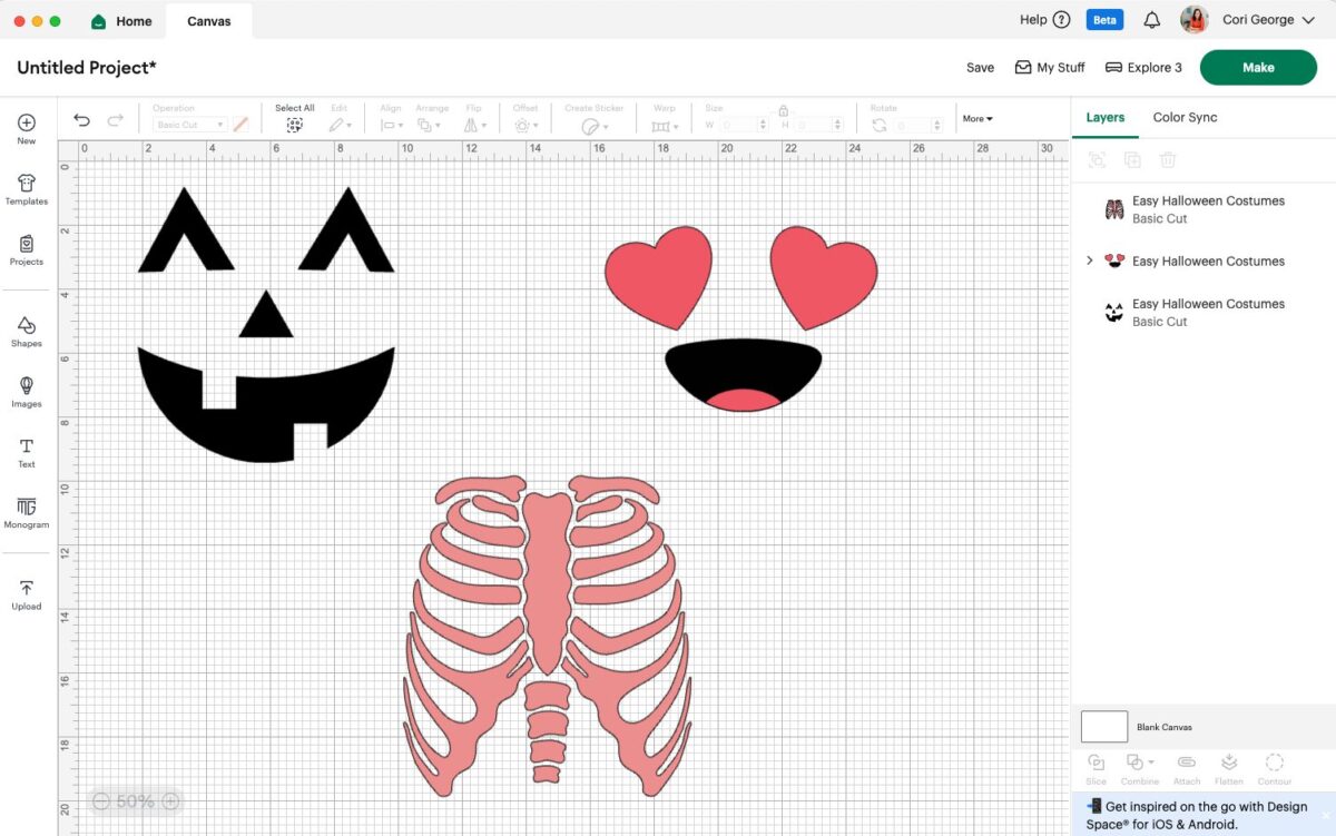 Cricut Design Space: images resized